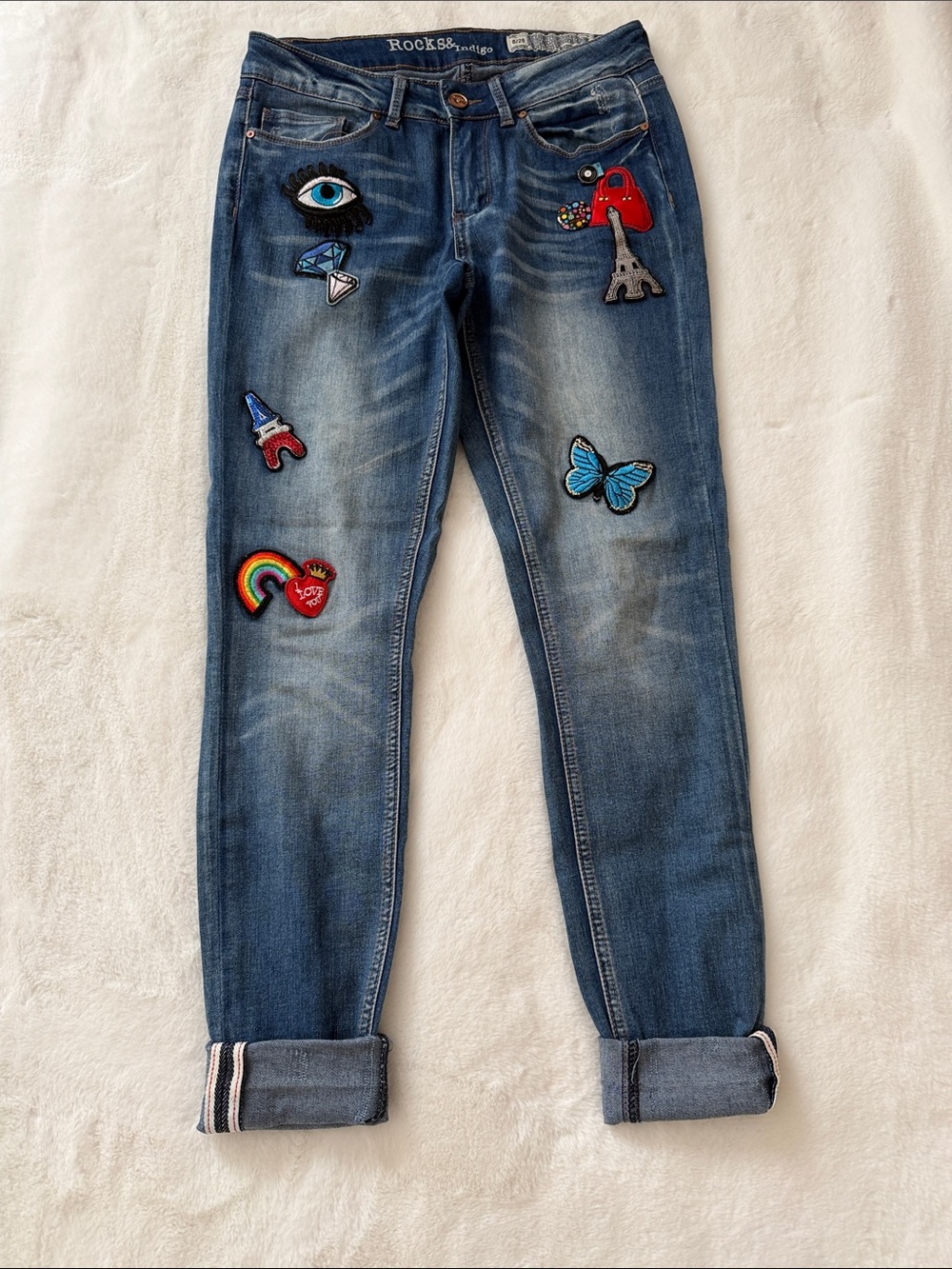 Rocks & Indigo Women's Embroidered Boyfriend Jeans
